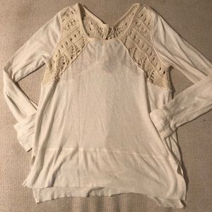 Free people white crochet knit back top